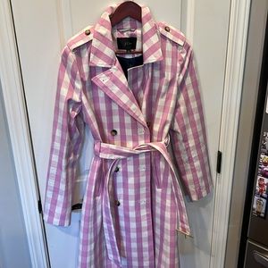 Jcrew trench coat size 8 EUC pink and white gingham